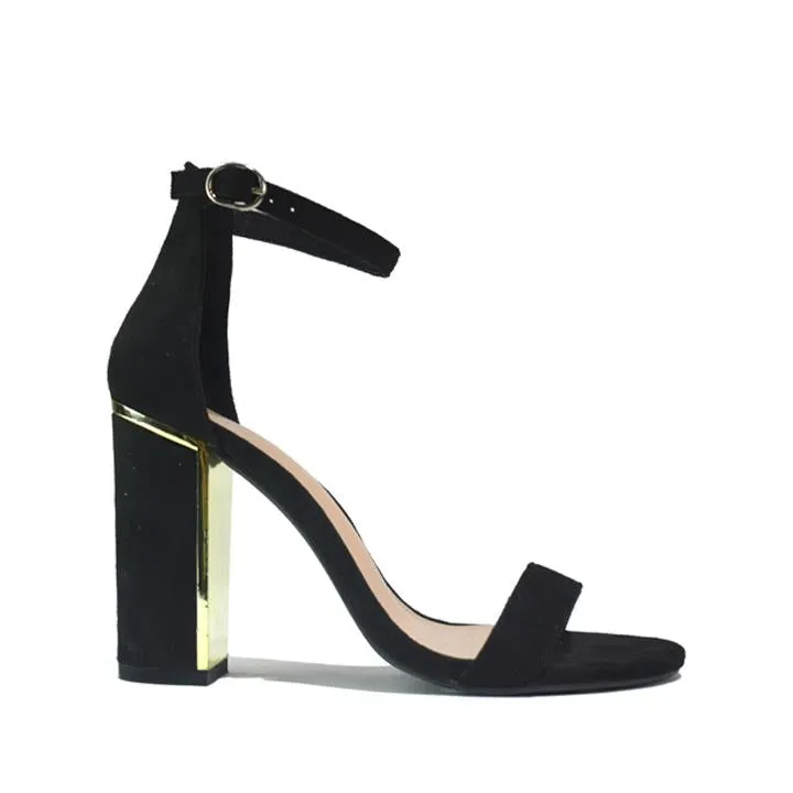 Women's Two Strap Heeled Sandal Black MF