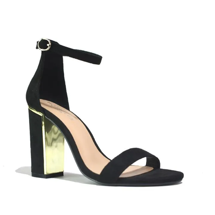 Women's Two Strap Heeled Sandal Black MF