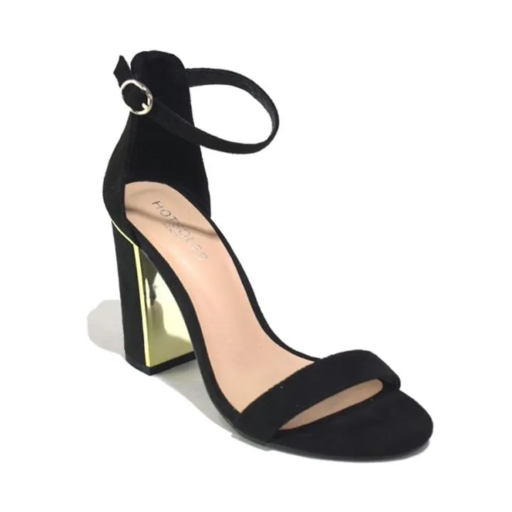 Women's Two Strap Heeled Sandal Black MF